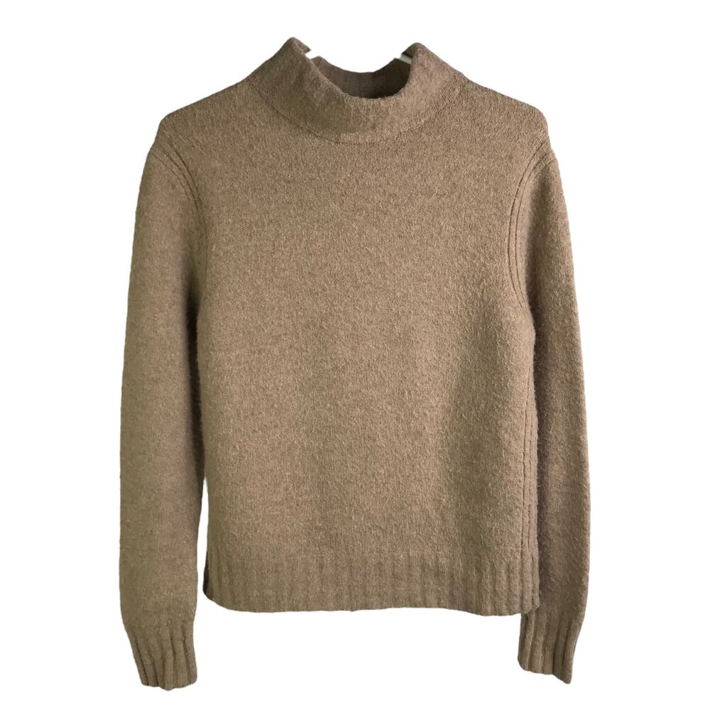J.Crew Sweater Womens M Tan Alpaca Wool Knit Turtle Neck Long Sleeves Pullover‎